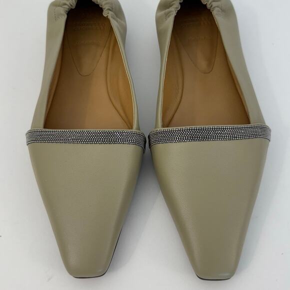 Brunello Cucinelli Leather Ballet Flats Semi-Pointed Beaded Accent 37.5 (US 7.5) - Picture 3 of 13
